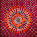 Maroon Peacock Dance Mandala Tapestry