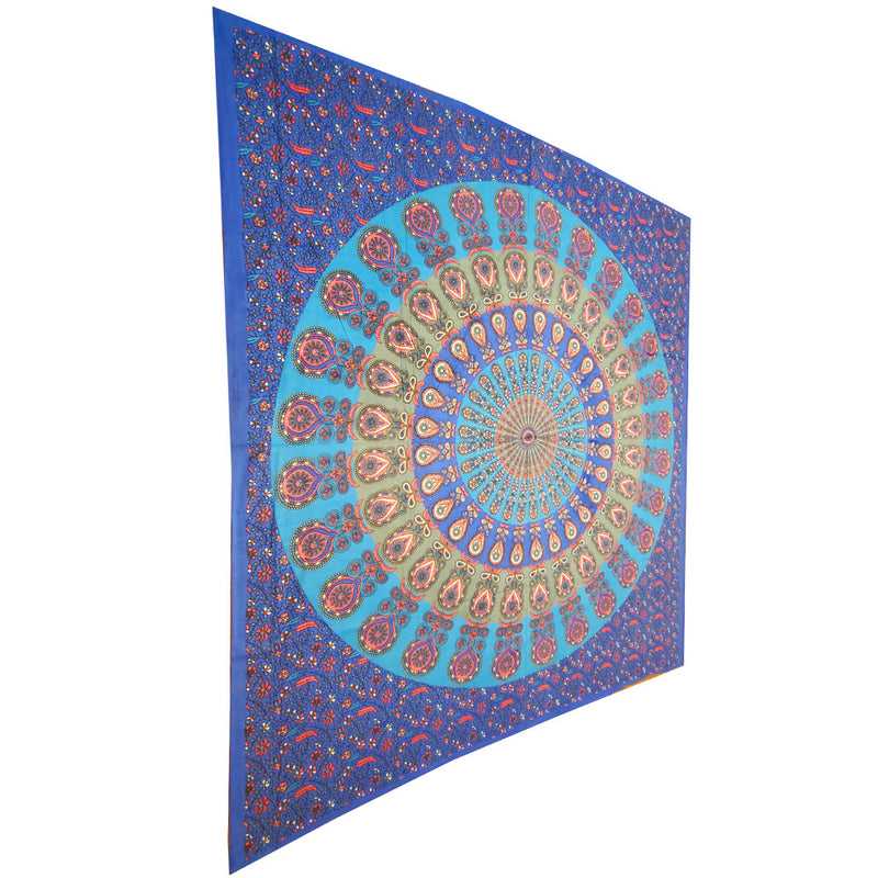 Vibrant Peacock Mandala Tapestry