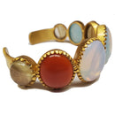 Multi Gemstone Gold Plated Brass Cuff Bracelet