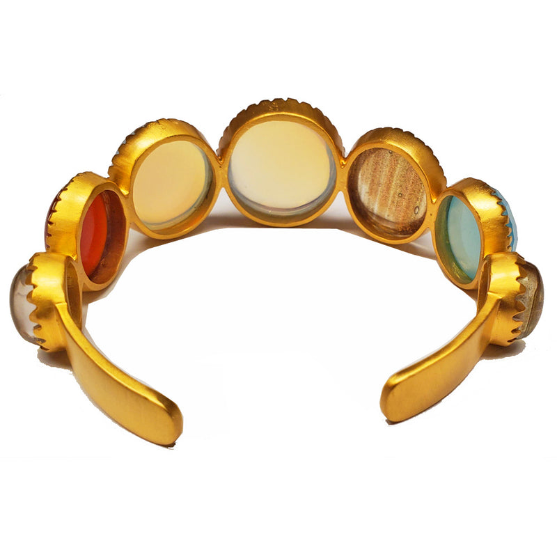 Multi Gemstone Gold Plated Brass Cuff Bracelet | Wild Lotus® | @wildlotusbrand |