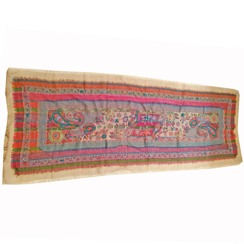 Multi Colour Three Layered Handspun Design Embroidered Table Runner and Stole | @wildlotusbrand | Wild Lotus®