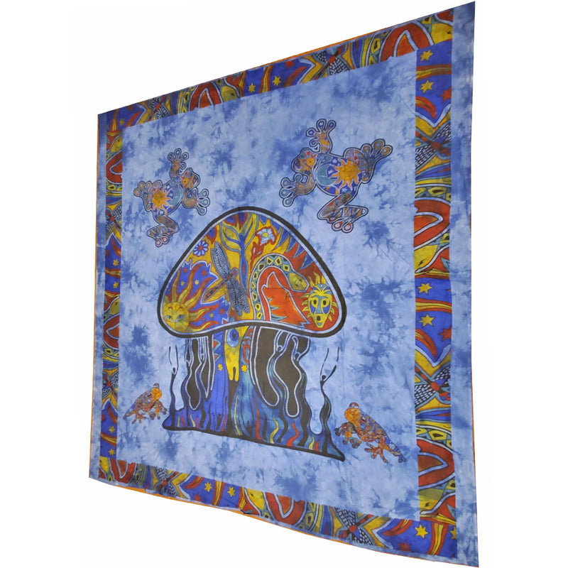 Blue Psychedelic Mushroom Garden Tapestry | @wildlotusbrand | Wild Lotus®