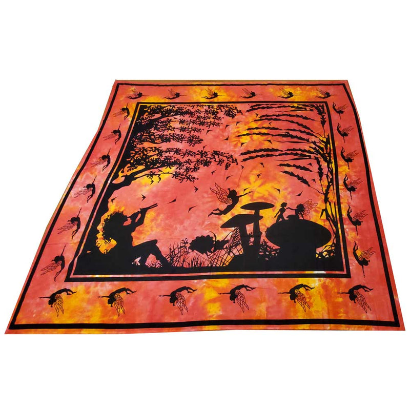Orange Tie Dye Calling All Fairies Full Size Wall Tapestry