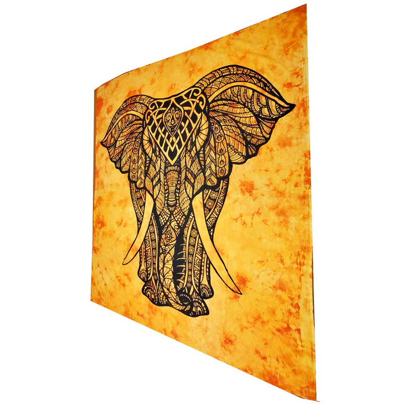 Orange Indian Bohemian Elephant Tapestry Full Size Psychedelic Wall Hanging Decoration | @wildlotusbrand | Wild Lotus®