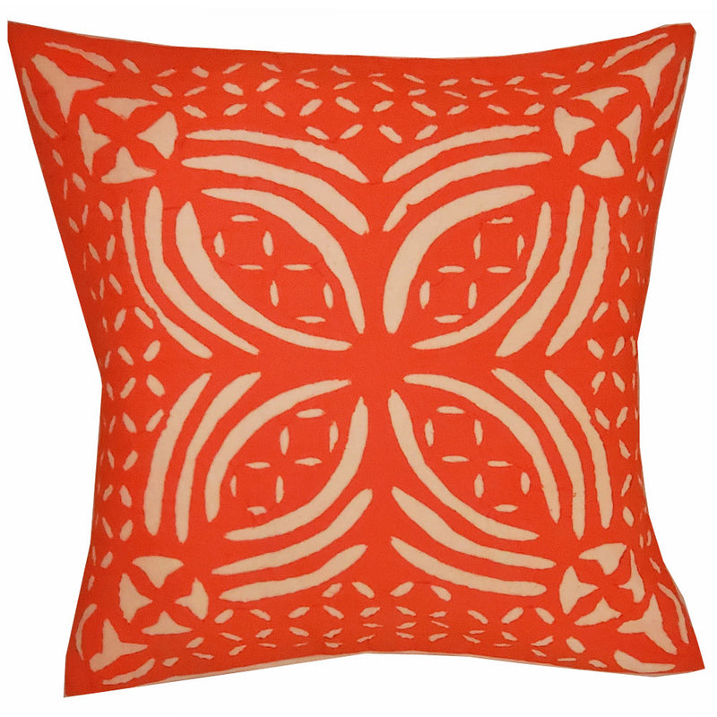 Orange Indian Cushion Cover Everyday Home Accent Furnishing - 16" x 16" | @wildlotusbrand