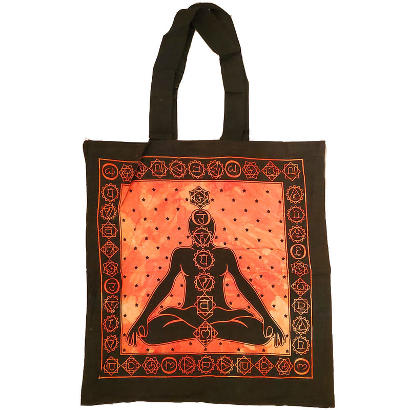 Orange Seven Chakras Avatar Meditation Tie Dye Market Tote Bag Canvas Graphic | Wild Lotus® | @wildlotusbrand