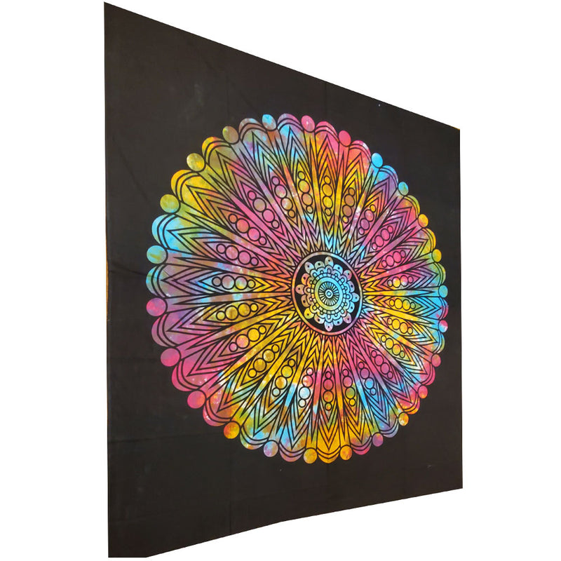 Black Chakra Wheel Mandala Pattern Tapestry | @wildlotusbrand | Wild Lotus® | wildlotusbrand.com