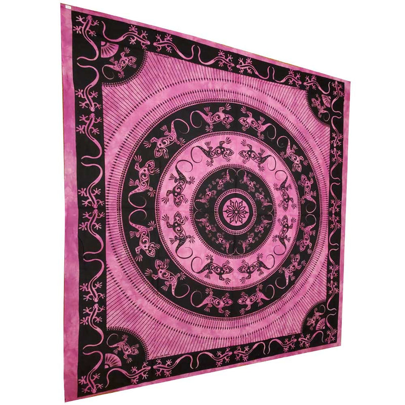 Pink Lizard Mandala Bohemian Tapestry Bedsheet | Wild Lotus® | @wildlotusbrand | wildlotusbrand.com | Tapestries Near Me
