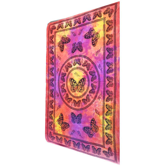 Butterfly Portraiture Art Round Geometric Tie Dye Tapestry