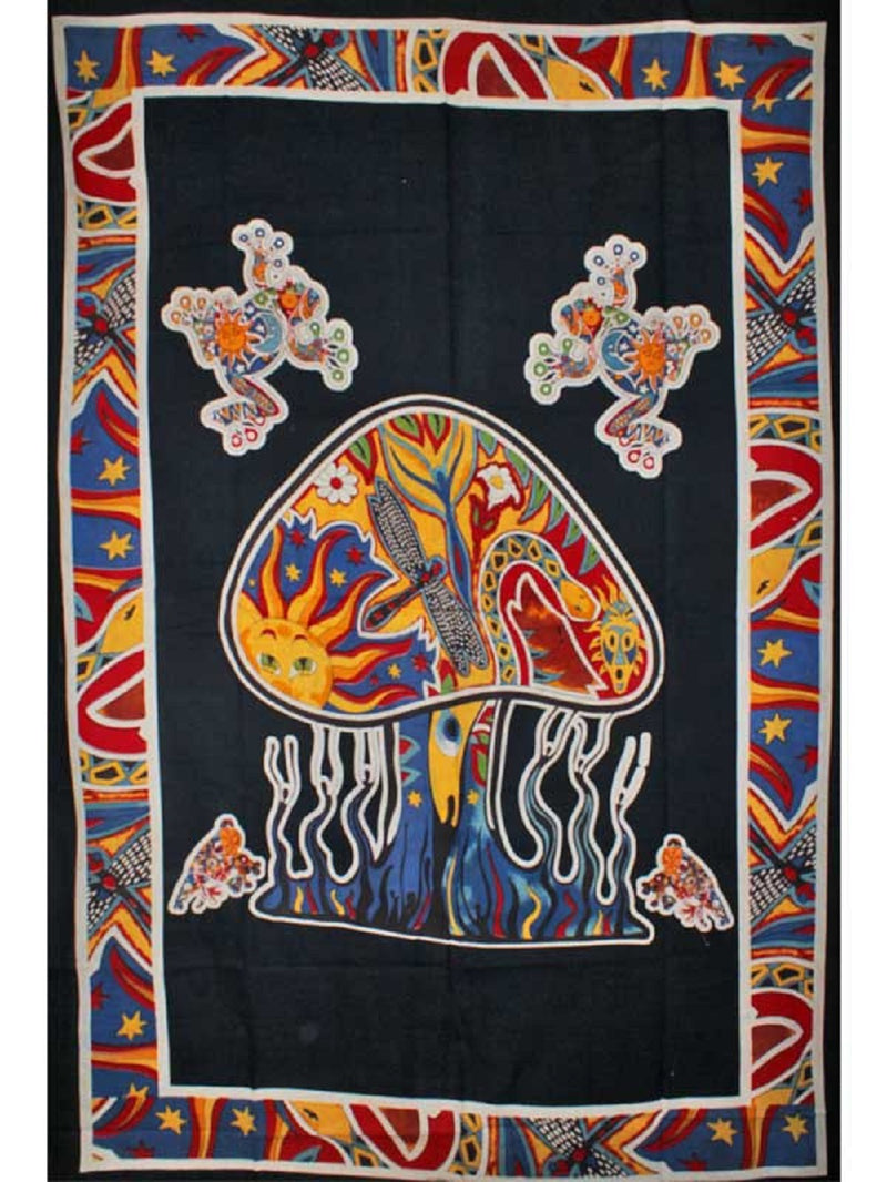 Psychedelic Mushroom Garden Tapestry