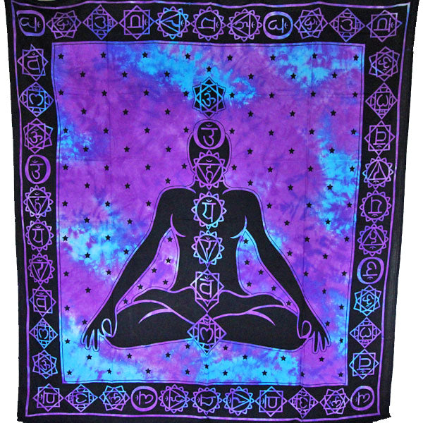 Purple Tie Dye Seven Chakras Yoga Tapestry