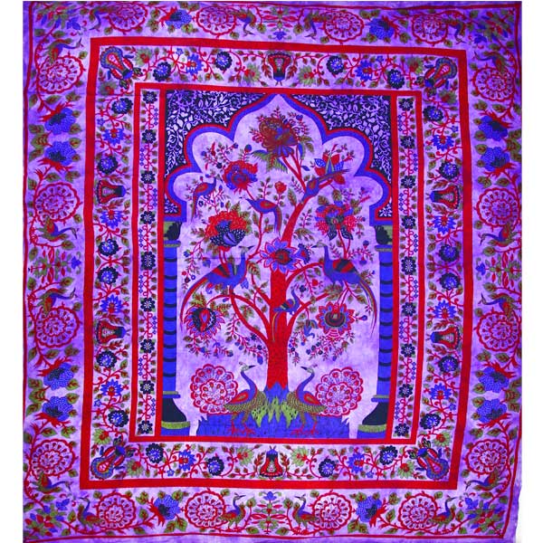 Purple Tree of Life Peacock Tapestry