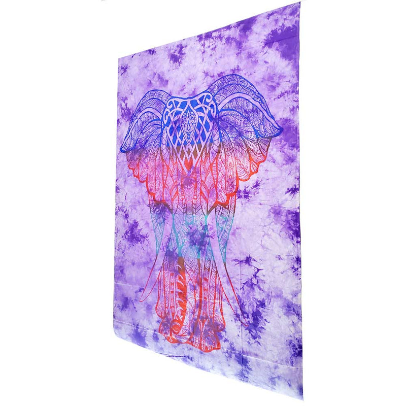 Purple Bohemian Elephant Tie Dye Pattern Hippie Tapestry Psychedelic Wall Hanging Decoration | Wild Lotus® | @wildlotusbrand