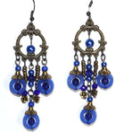 Blue Seed Bead Chandelier Earrings