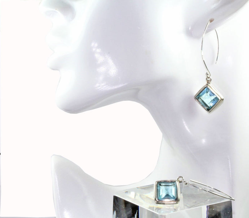Radiant Blue Topaz Gemstone Earrings | Sterling Silver Jewelry Collection | Fine Gemstones
