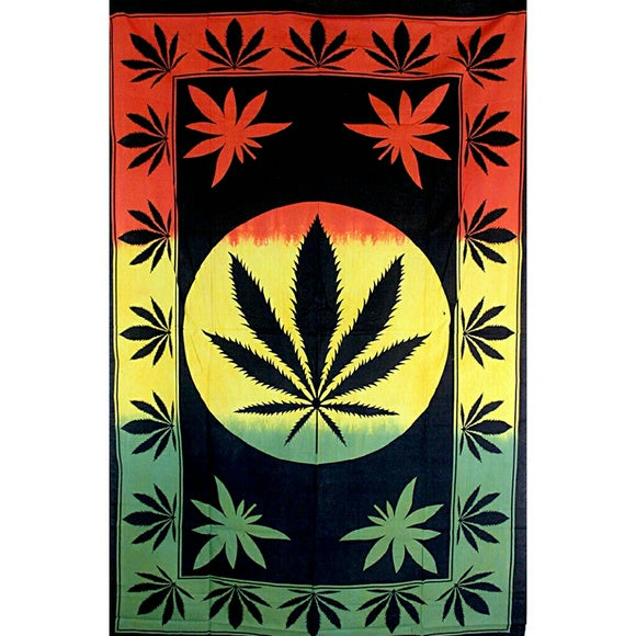 Rastafarian Tapestry | Marijuana Leaf Framed Art Twin Size Bed Design Tapestry Wall Hanging | @wildlotusbrand | Wild Lotus®