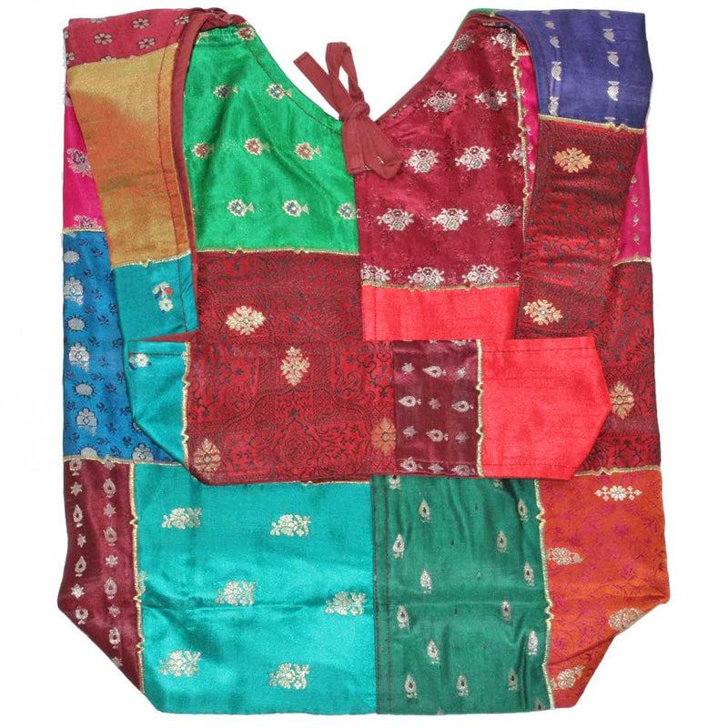 Raw Silk and Silk Embroidery Art Floral Patchwork Shoulder Bag | Wild Lotus®