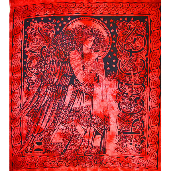 Red Angel of Peace Tie Dye Tapestry