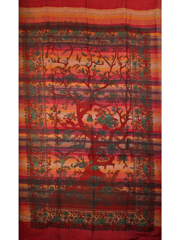 Red Tree of Life Birds in Hand-loom Tapestry