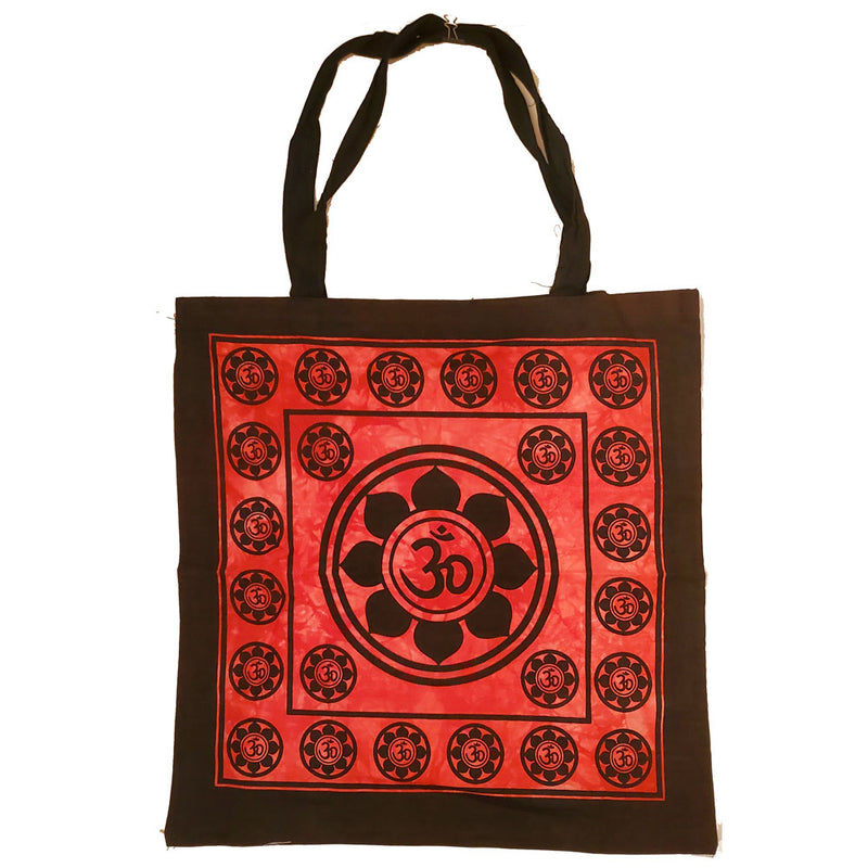 Red Aum Sanskrit Symbol Lotus Chakra Tie Dye Market Tote Bag Canvas Graphic | Wild Lotus®