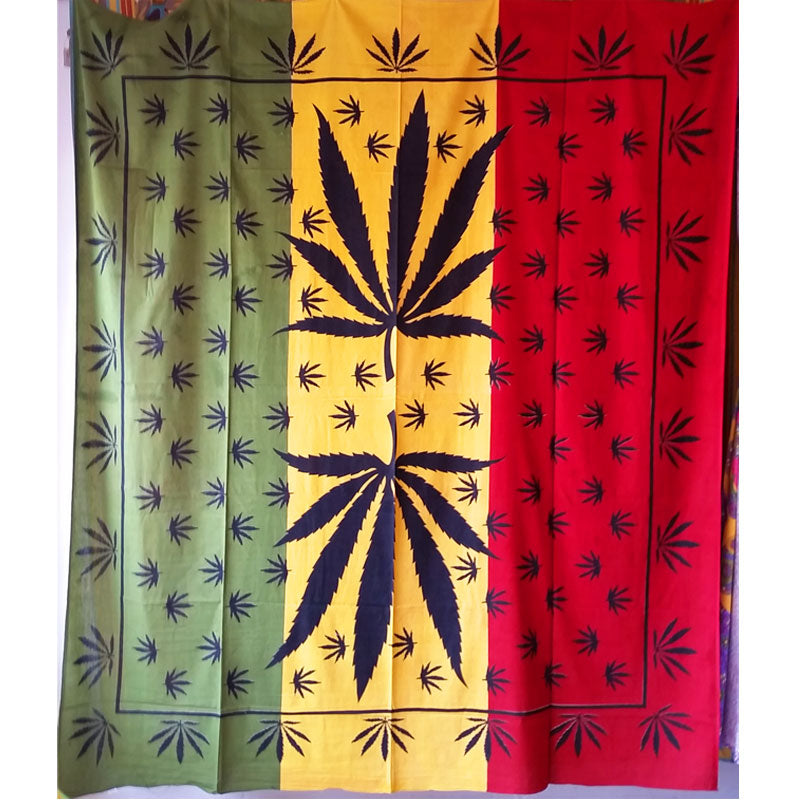 Rastafarian Marijuana Leaf Mirror Art Design Tapestry Wall Hanging | @wildlotusbrand | Wild Lotus®