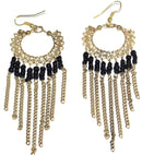 Black Jaali Chains And Filigree Beaded Earrings