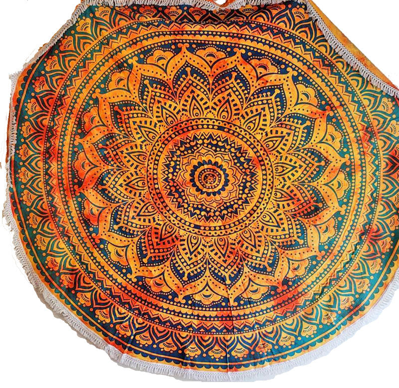 Henna Burst Round Mandala Tapestry