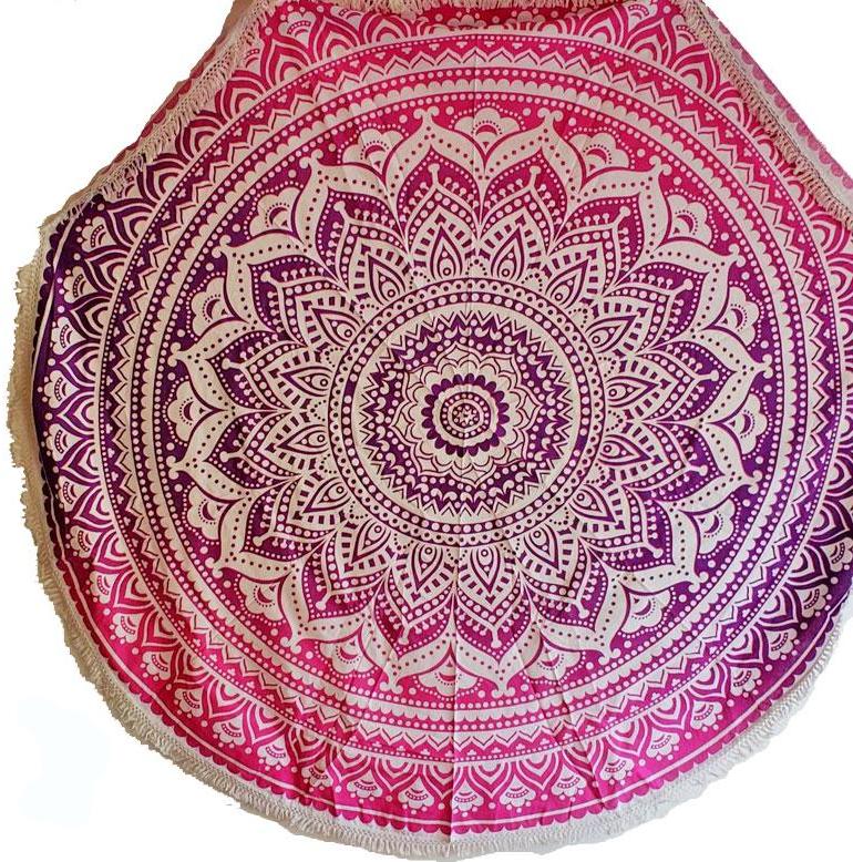Pink Ombre Round Mandala Tapestry