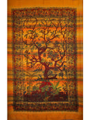 Saffron Tree of Life Birds Art in Hand-loom Tapestry