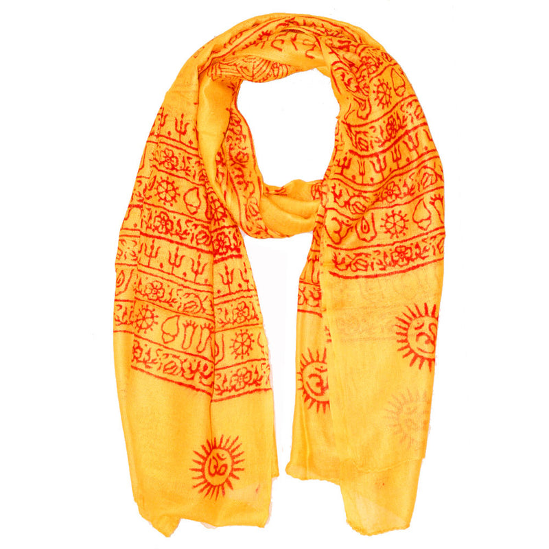 Yellow Primordial Om & Ganesha Printed Scarf | Wild Lotus® | @wildlotusbrand