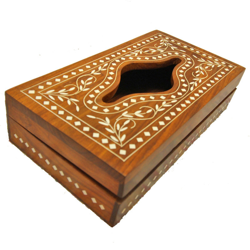 Sheesham Wood and Inlay Work Boho Style Custom Tissue Box | Handicrafts | Wild Lotus