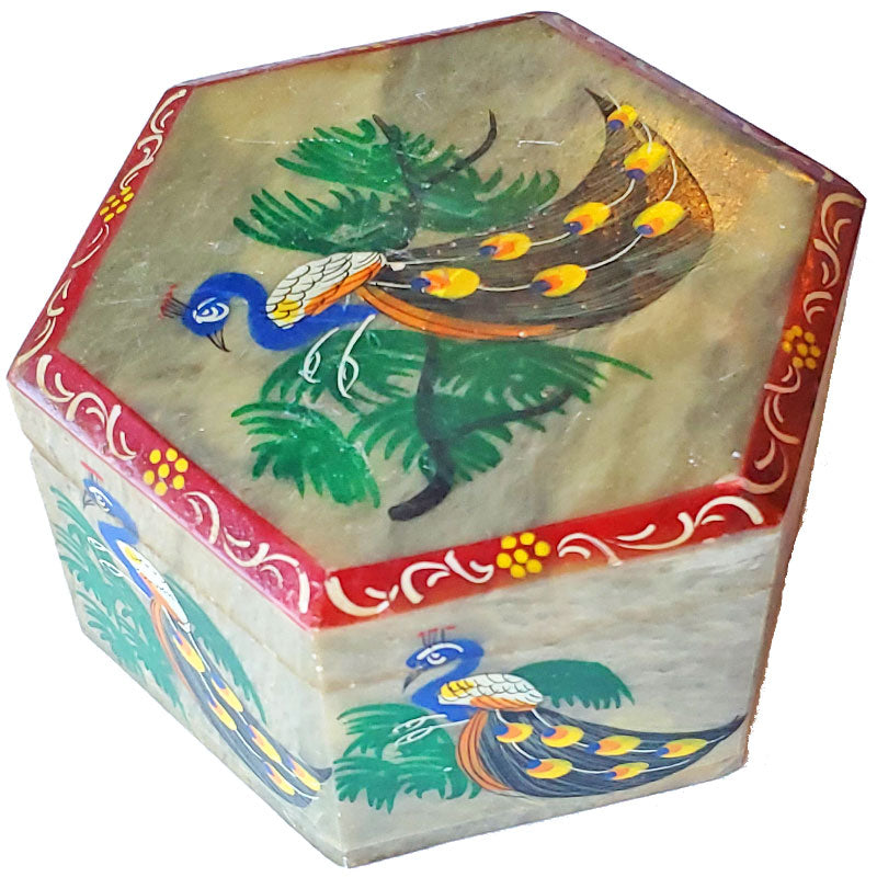Stately Peacock Soapstone Container | Wild Lotus® | Handicrafts | Home Décor