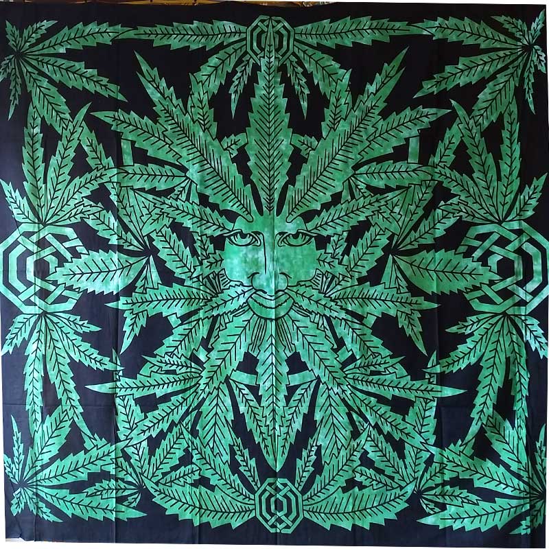 The Green Ganja Man Full Size Wall Art Tapestry | @wildlotusbrand | Wild Lotus®