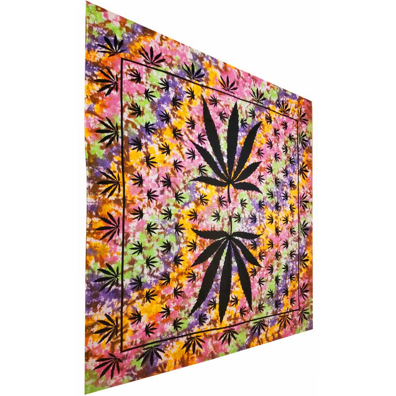 Tie Dye Marijuana Leaf Mirror Art Design Tapestry Wall Hanging | Wild Lotus® | @wildlotusbrand