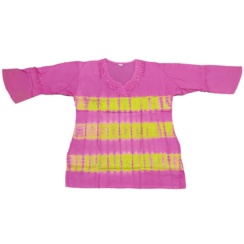 Pink Butterfly Long Sleeve Sequin Tunic Tie Dye Top | Wild Lotus® | @wildlotusbrand