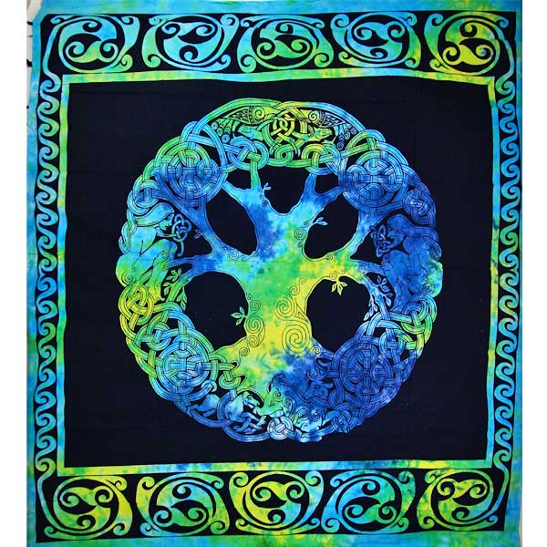 Turquoise Celtic Tree Of Life Tapestry
