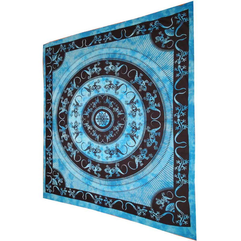 Turquoise Lizard Mandala Bohemian Tapestry Bedsheet | Wild Lotus® | @wildlotusbrand