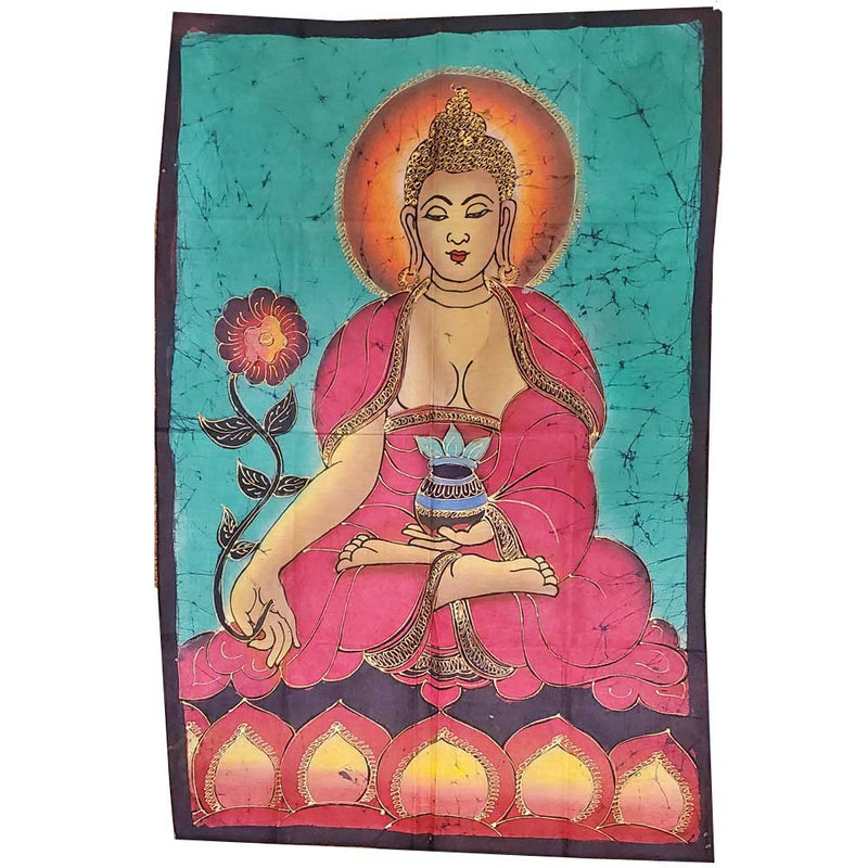 Green Buddha Calling the Earth to Witness Mudra Enlightenment Double Sided Banner 