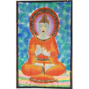 Blue Buddha Teaching Double Lotus Position Meditation Hand Painted Wall Mural Banner