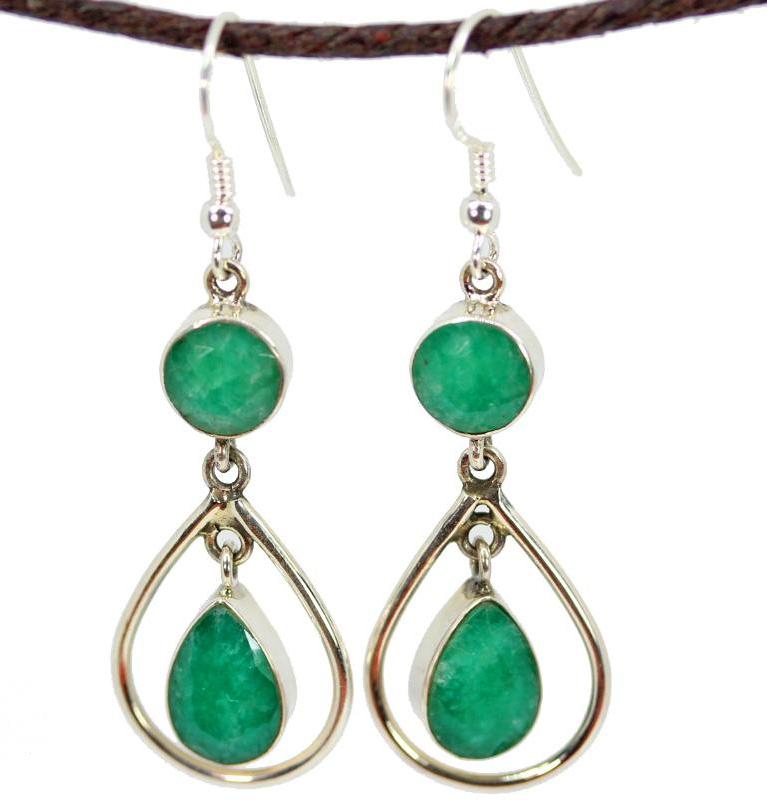 Round and Pear Shaped Green Quartz Danglers