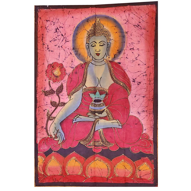 Red Buddha Calling the Earth to Witness Mudra Enlightenment Double Sided Banner 