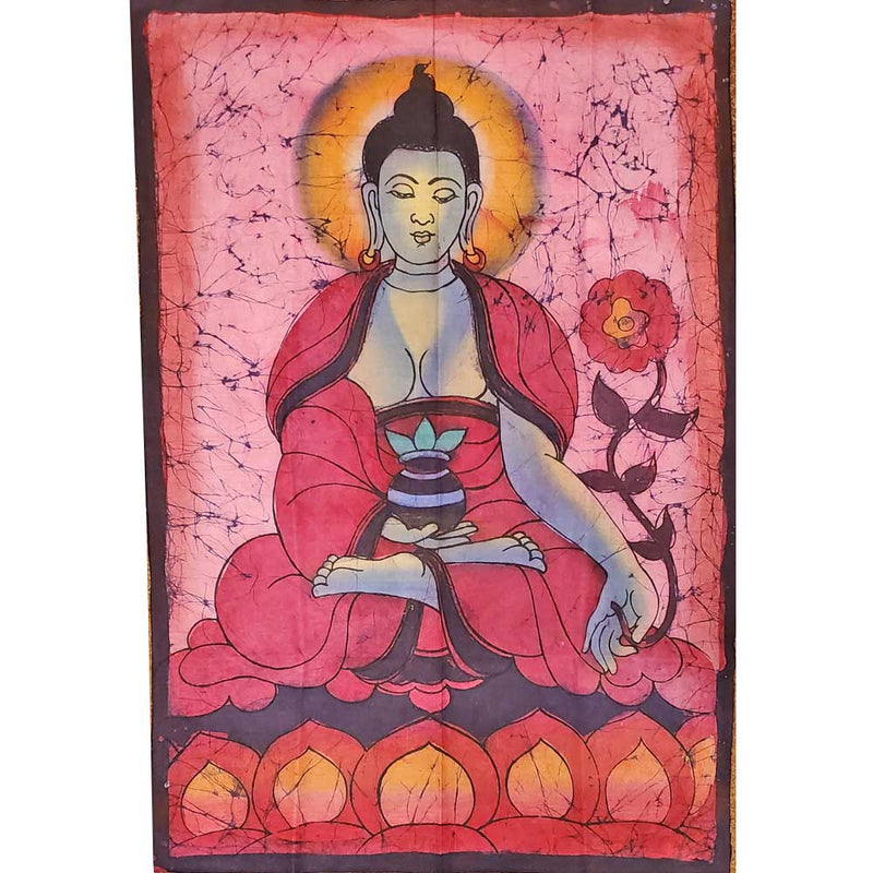 Red Buddha Calling the Earth to Witness Mudra Enlightenment Double Sided Banner