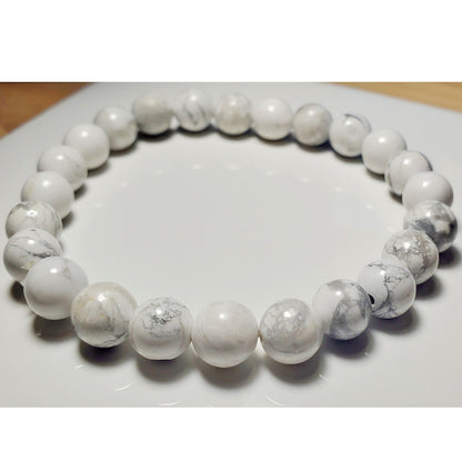 8mm White Howlite Beaded Elastic Stretch Bracelet | Wild Lotus® | @wildlotusbrand