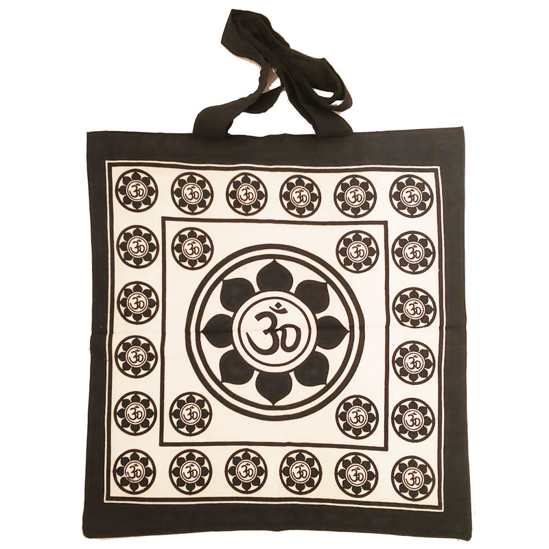 White Aum Sanskrit Symbol Lotus Chakra Tie Dye Market Tote Bag Canvas Graphic | Wild Lotus® | @wildlotusbrand