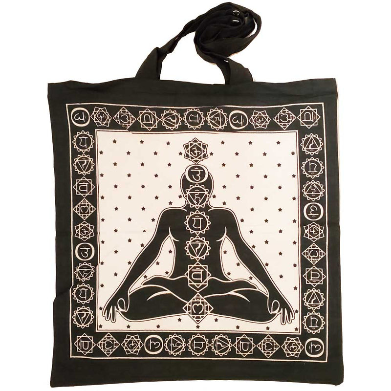 White Seven Chakras Avatar Meditation Tie Dye Market Tote Bag Canvas Graphic | Wild Lotus® | @wildlotusbrand