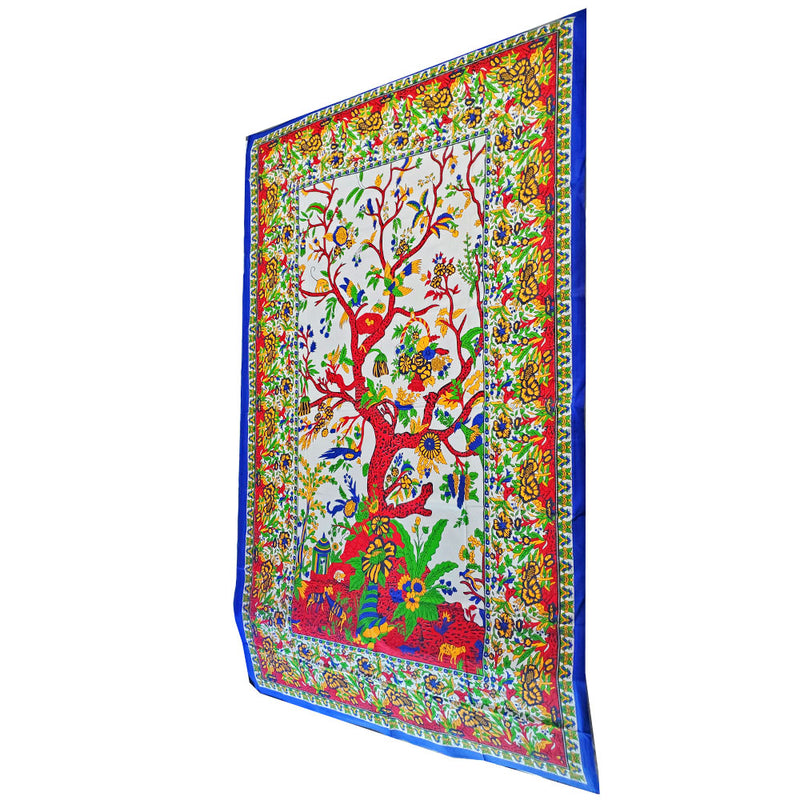 White Tree of Life Wall Decor with Birds Twin Size Tapestry | Wild Lotus® | @wildlotusbrand