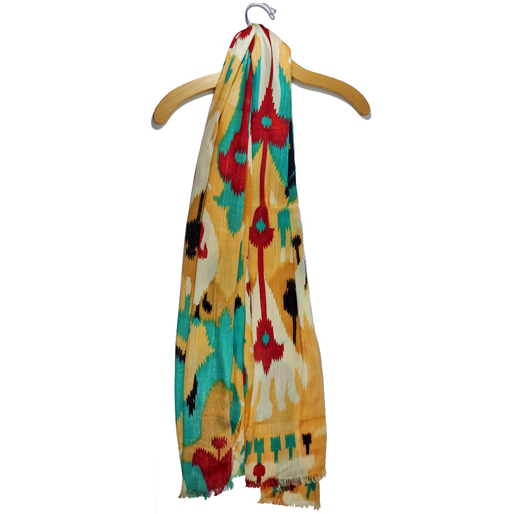 Yellow Patola Print Cotton Fabric Stole Pattern
