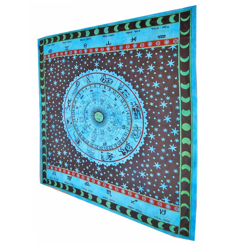 Blue Zodiac Horoscope Astrological Wall Tapestry