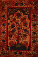 Saffron Tree of Life Peacock Tapestry