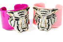 Purple & Pink Tiger Glitz Cuff Bangles